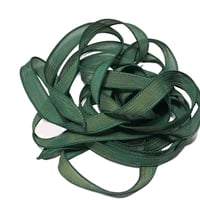 Image 5 of 1PC. EMERALD CITY  42" hand dyed wrist wrap bracelet silk ribbon by COLOR KISSED SILK