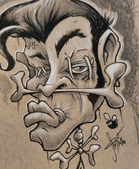 Image 3 of Shrunken Elvis head ink drawing