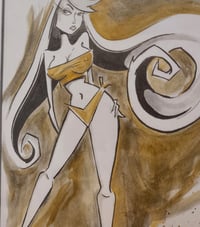 Image 3 of Yellow girl original ink drawing