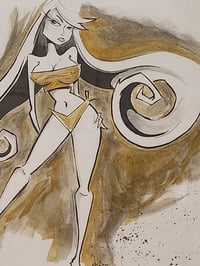 Image 4 of Yellow girl original ink drawing