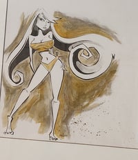 Image 1 of Yellow girl original ink drawing