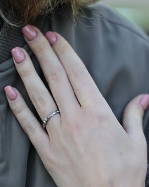 Image of Platinum 2mm Floral engraved ring