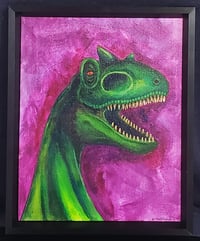 Image 1 of How you doin'? - Dinosaur - Original Acrylic - Framed - 8x10
