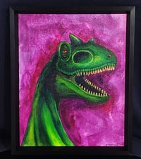 Image 2 of How you doin'? - Dinosaur - Original Acrylic - Framed - 8x10