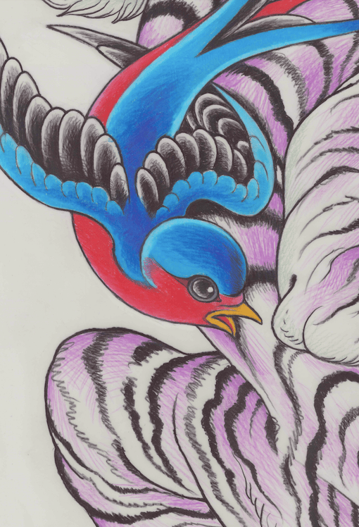 Image of Tiger & Swallows Print 