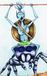 Image 2 of Fae Warrior and his Jumping Spider - Original Art