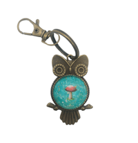 Image 1 of Owl Bronze Keyring ~ Mushroom 