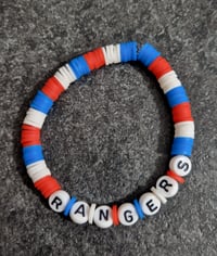 Rangers Red/White/Blue Clay Bead Bracelet. Hand Made.