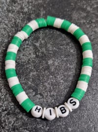 Hibs Hibernian Green/White Clay Bead Bracelet. Hand Made.