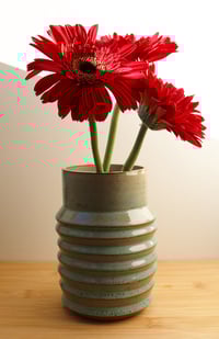 Image 2 of medium ridged celadon vase