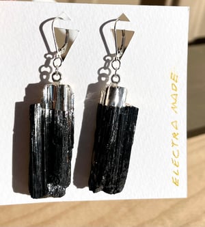 Image of Black Tourmaline Crystal Earrings