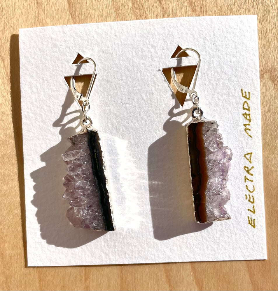 Image of Druzy Amethyst Crystal Earrings