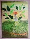 She Who Became a Tree mixed media art by Sabrina Zarco / Oversized Postcard
