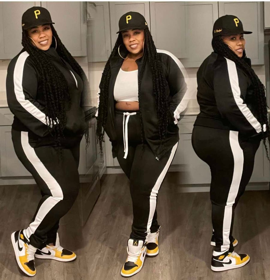 Image of 3PACK ESSENTIAL SIDE STRIPE TRACK SUITS-BLACK/WHITE