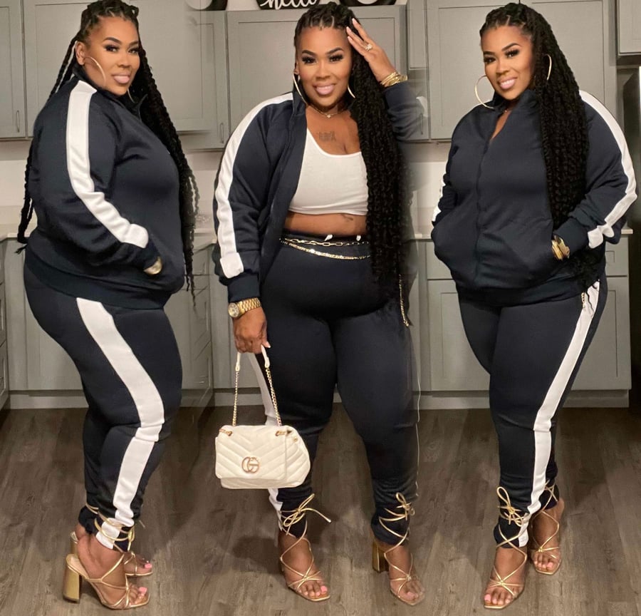 Image of 3PACK ESSENTIAL SIDE STRIPE TRACK SUITS-NAVY/WHITE