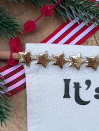 Image 3 of It's Beginning to Look a Lot Like Christmas Fabric Banner with Felt Flowers