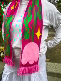 Image 2 of PINK FLOWERS - KNITTED SCARF