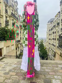 Image 3 of PINK FLOWERS - KNITTED SCARF