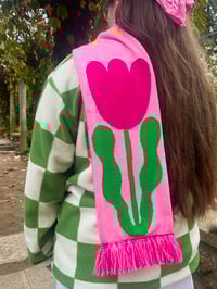 Image 5 of PINK FLOWERS - KNITTED SCARF