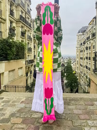 Image 4 of PINK FLOWERS - KNITTED SCARF