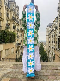 Image 3 of BLUE FLOWERS - KNITTED SCARF 
