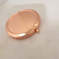 Image 1 of Laser Engravable Pocket Mirrors / Laserable Stainless Steel Compact Mirror Blanks- Rose Gold