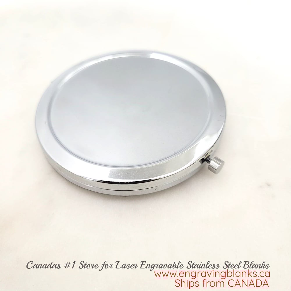 Image of Laser Engravable Pocket Mirrors / Laserable Compact Mirror - Steel Silver
