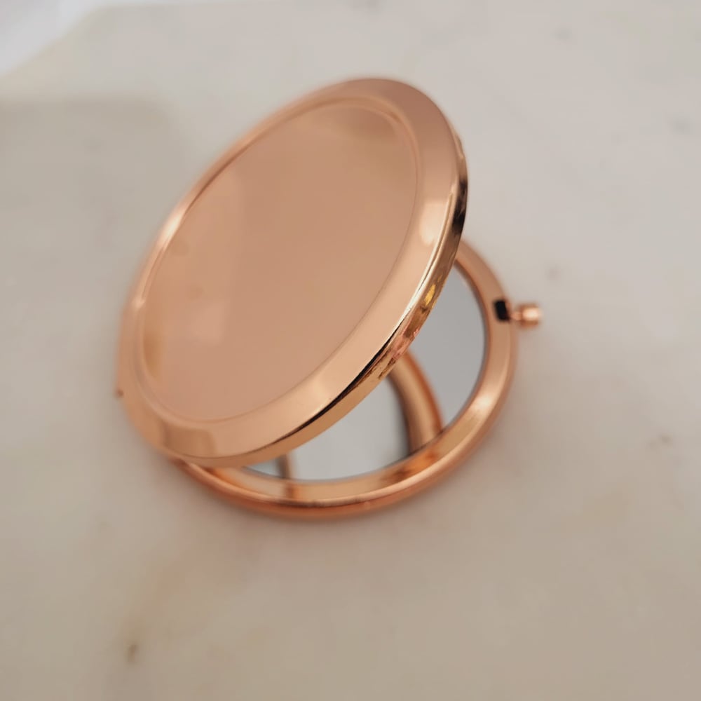 Image of Wholesale Laser Engravable Pocket Mirrors / Laserable Compact Mirror - Rose Gold