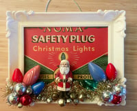 Vintage Dime Store Frame with Vintage Christmas Light Box Cover and Lots of Cheer