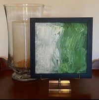 Image 2 of ORIGINAL GREEN STUDY NO. 22 Texture Abstract Painting 8 x 8 Unframed with 12 x 12 Matting