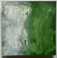 Image 1 of ORIGINAL GREEN STUDY NO. 22 Texture Abstract Painting 8 x 8 Unframed with 12 x 12 Matting