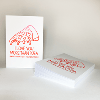 Image 2 of I love you more than pizza – folded greeting card, Two colour blend