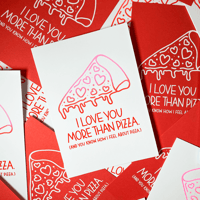 Image 1 of I love you more than pizza – folded greeting card, Two colour blend