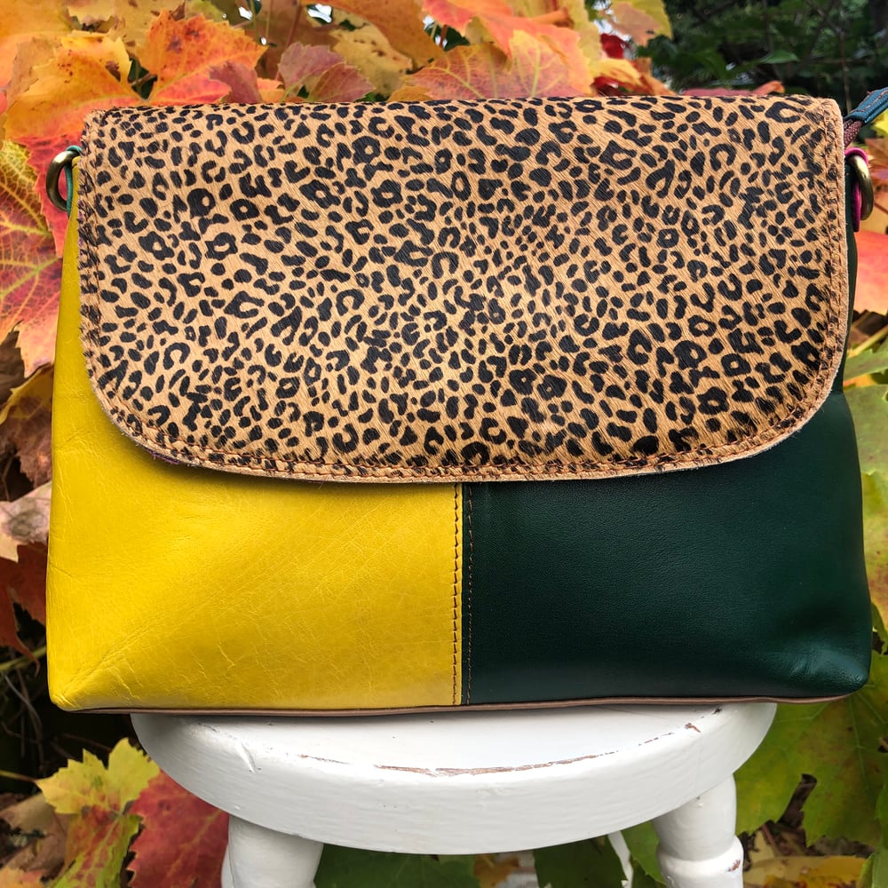 Image of Harlequin Collection - Recycled Leather/Fur 2 colour bag #57C