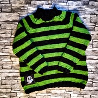 Image 1 of Adult stripey hand knitted jumpers 