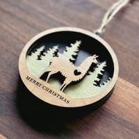 Image 1 of Alpaca in the Pines Layered Wood Ornament