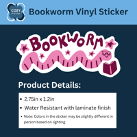 Image 2 of Bookworm Vinyl Sticker