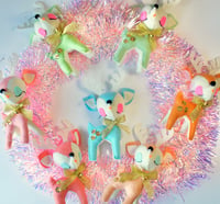 Image 4 of Handmade Retro Felt Christmas Reindeer - Vintage Pastels