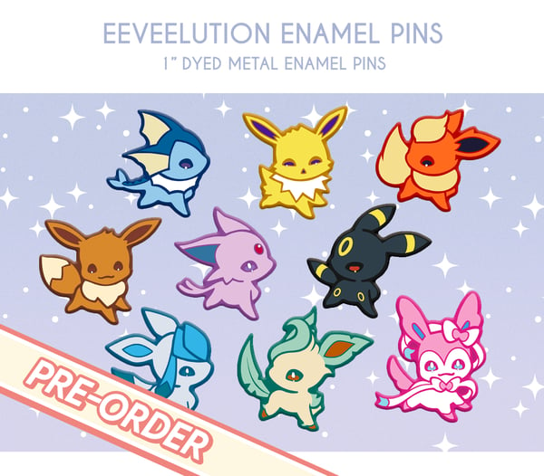 Image of [PREORDER] Eeveelution Enamel Pins