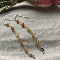 Image 1 of Hessonite Garnet Sterling Silver Moon Earrings