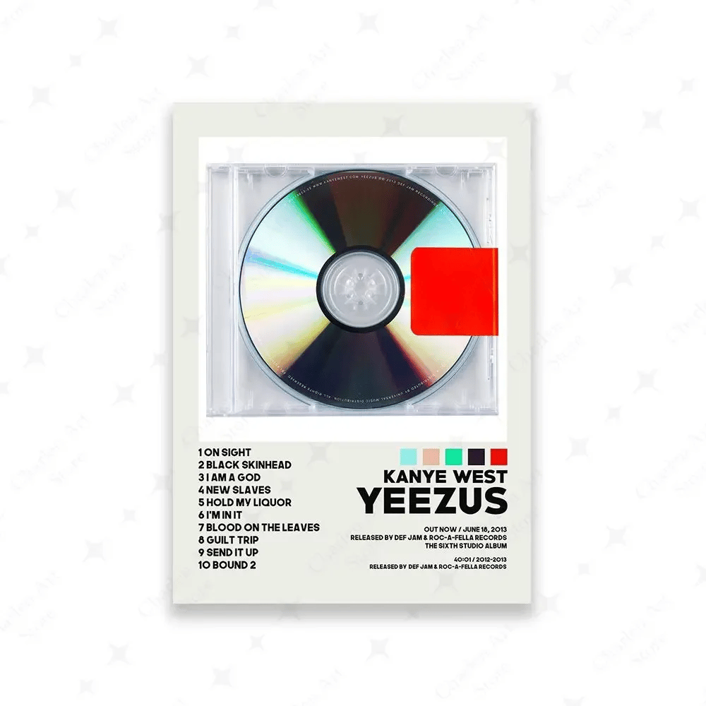 Image of Kanye West 'Yeezus' 2013 Album Cover Canvas Print with Full Tracklist – Iconic Art Decor 