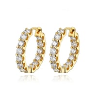 Image 1 of Moissanite Hoop Earrings Gold