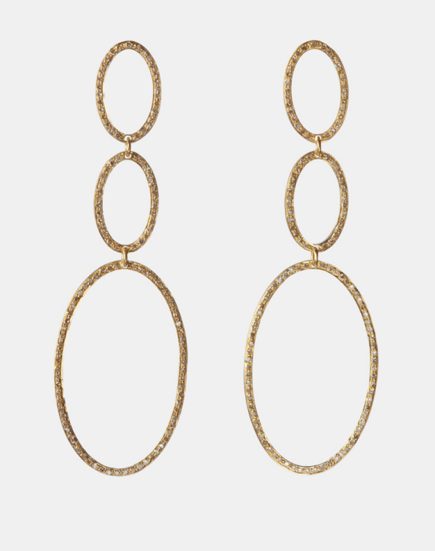 Image of 5 Octobre Triple Drop Diamond Earrings (Gold or Silver)