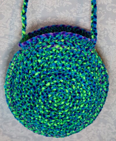 Image of Green and Blue Handwoven Handbag 