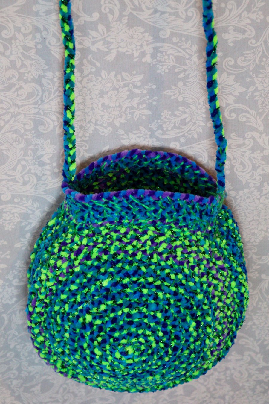 Image of Green and Blue Handwoven Handbag 