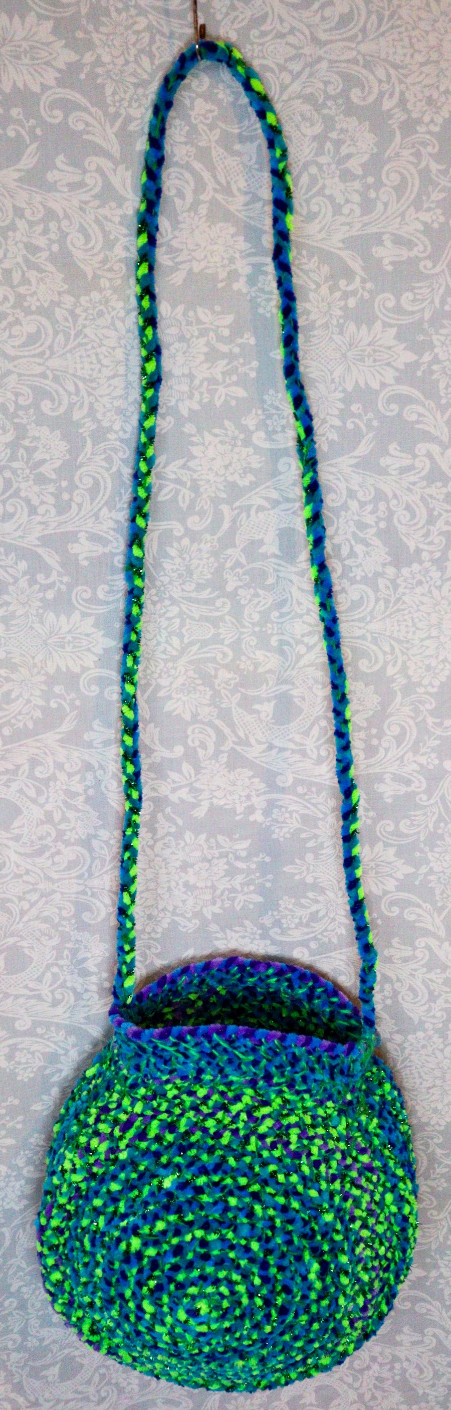 Image of Green and Blue Handwoven Handbag 