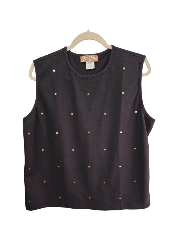 Image of Sleeveless  Black & Gold Stud Spiegel Top