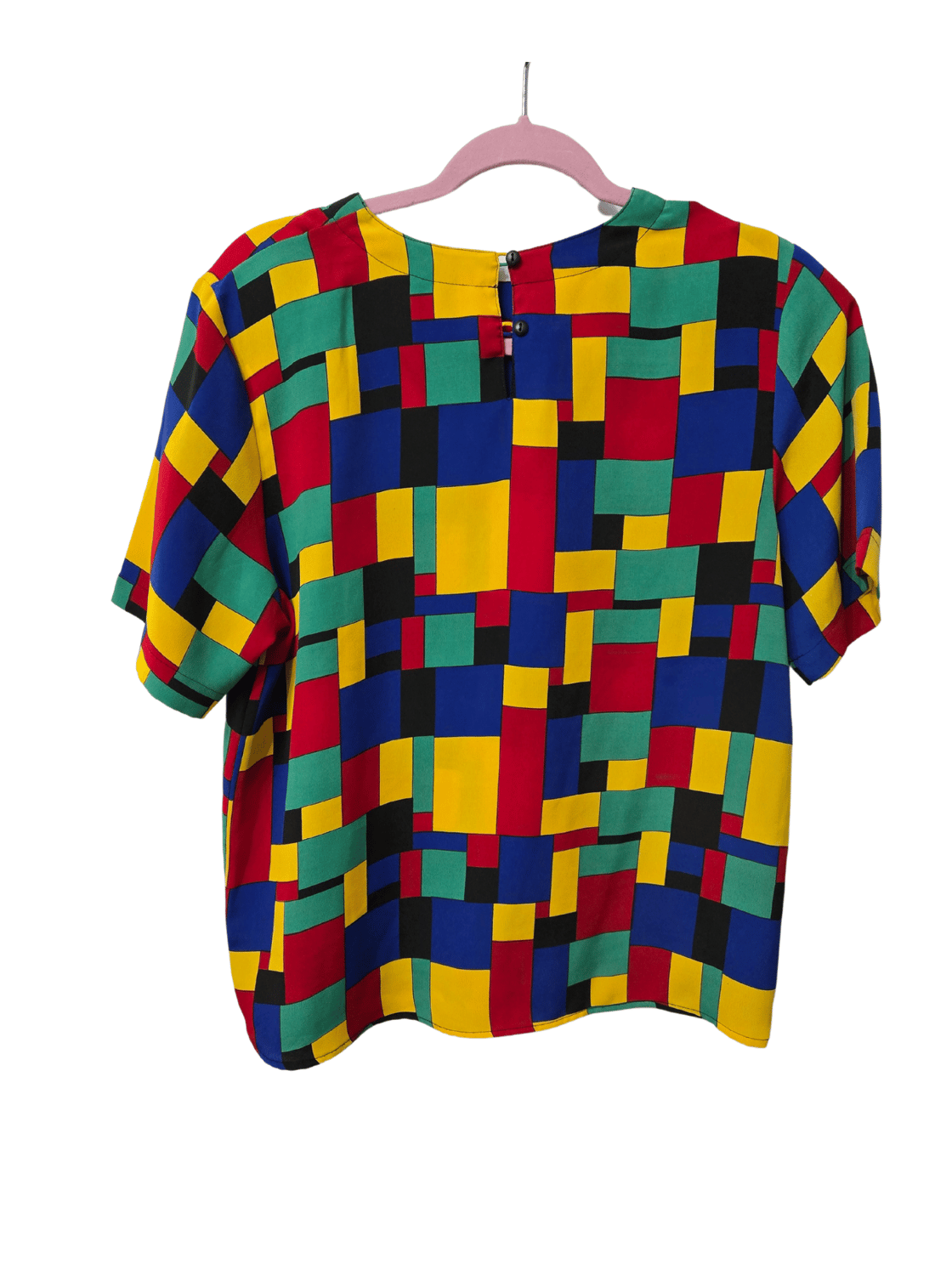 Image of Color Block Square Print Blouse