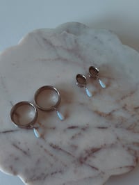 Image 3 of Fire Opal Dangles (Silver) (Hoops Optional)