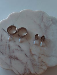 Image 1 of Fire Opal Dangles (Silver) (Hoops Optional)